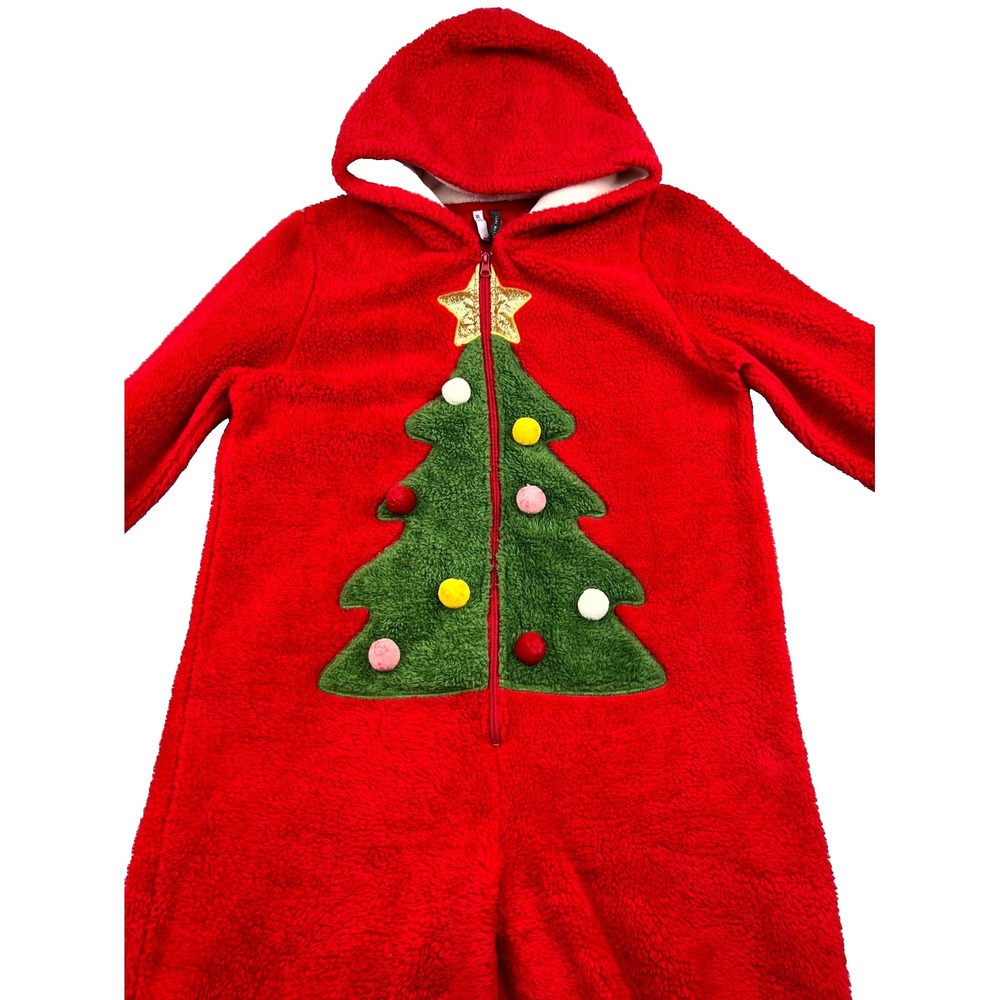 Jaclyn Intimates Holiday Christmas One Pcs Jumpsuit Women XL Red Sherpa Fleece